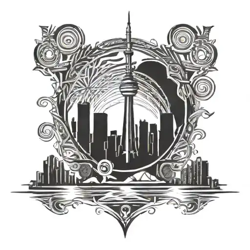 CN Tower Toronto skyline tattoo design idea