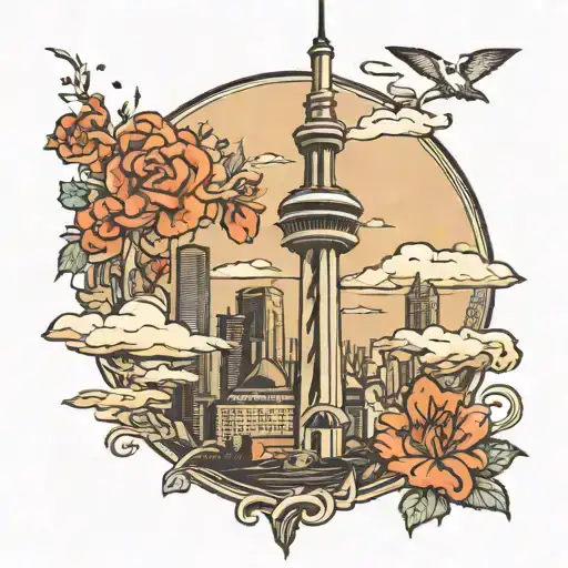 CN Tower Toronto skyline tattoo design idea