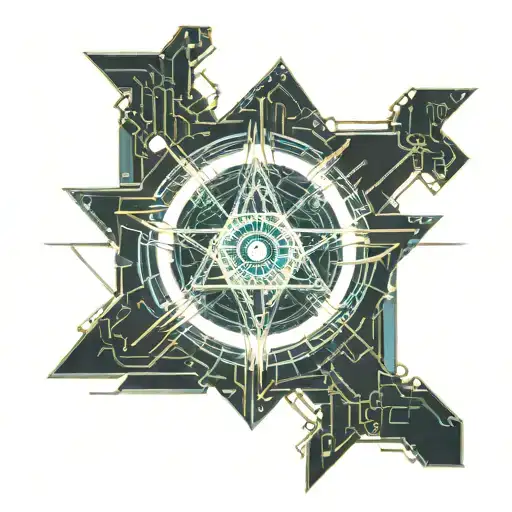 cyber alchemy transmutation circle tattoo design idea