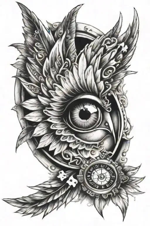 wing, casino, eye  tattoo design idea