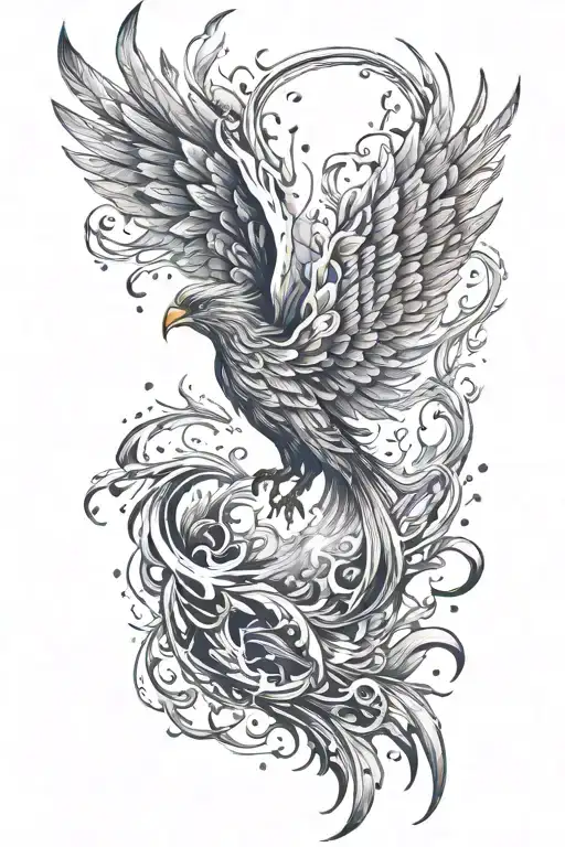 phoenix rising from the ashes tattoo design idea