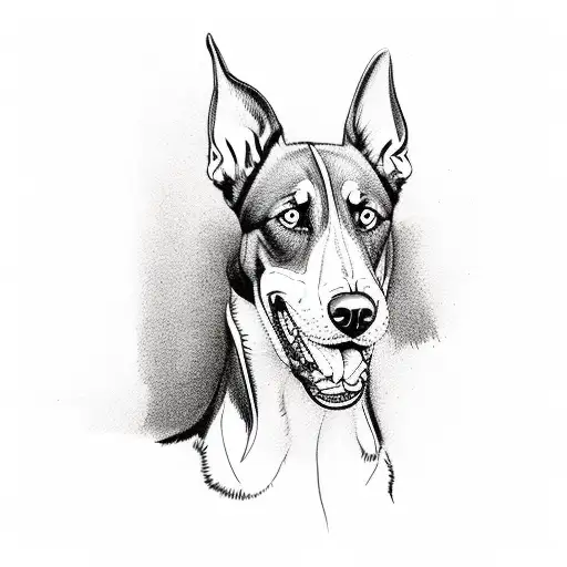 barking doberman tattoo design idea