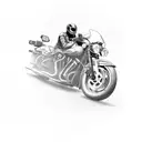 A motorcycle speeding through a dark cave, representing the thrill of the ride and the unknown tattoo design idea