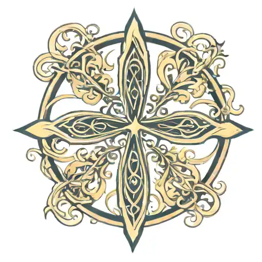 infinity symbol with cross surrounded tattoo design idea