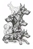 doberman cerberus tattoo design idea