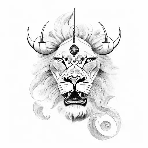 I would like a photo of the zodiac sign of a lion and a bull tattoo design idea