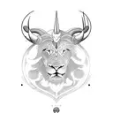I would like a photo of the zodiac sign of a lion and a bull tattoo design idea