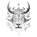 I would like a photo of the zodiac sign of a lion and a bull tattoo design idea