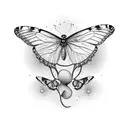 A woman with a delicate butterfly emerging from her throat tattoo design idea