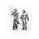 Lightsaber duel between Darth Vader and Luke Skywalker tattoo design idea