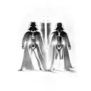 Lightsaber duel between Darth Vader and Luke Skywalker tattoo design idea
