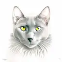 two Russian blue cat cuddling on a window sill looking out of the window watching a field of sunflowers  tattoo design idea