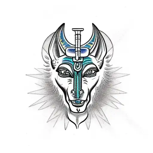 Anubis with eye of ra tattoo design idea