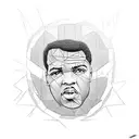 muhammed ali siloutette with some of his greatest quotes around it tattoo design idea