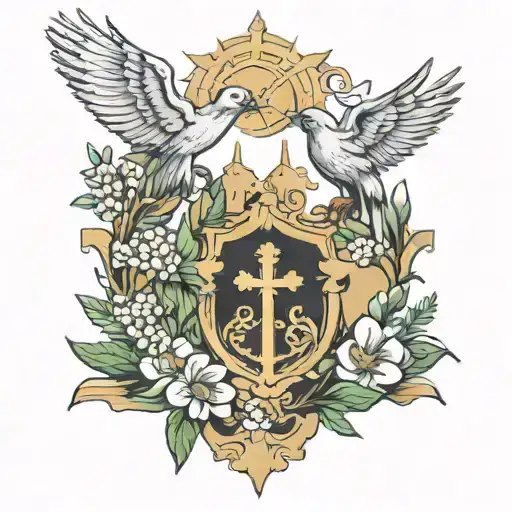 Cyprus country with doves and cross   tattoo design idea