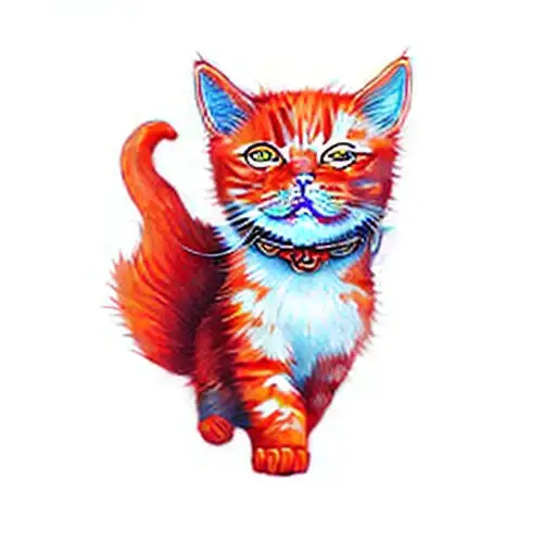 a orange cat roaring like a leon tattoo design idea