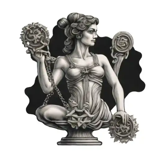 Themis with libra tattoo design idea