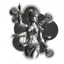 Themis with libra tattoo design idea