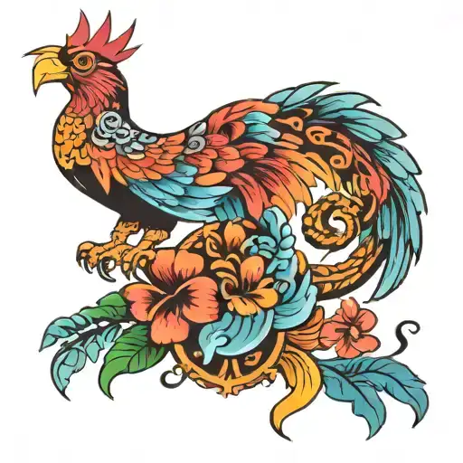 Polynesian and phoenix tattoo design idea