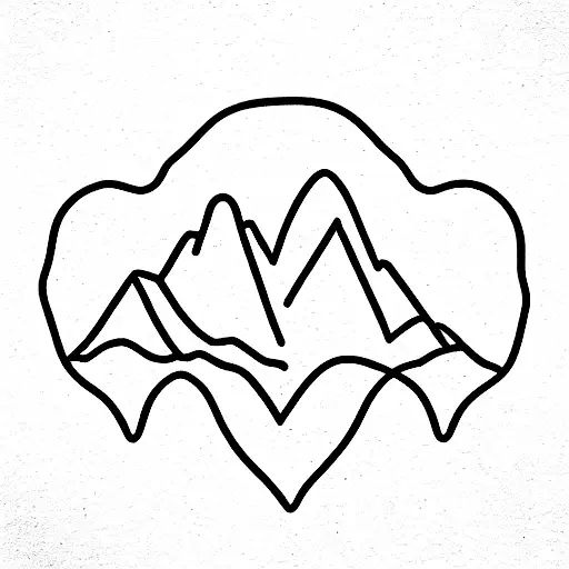 heart beat mountains tattoo design idea