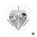 heart beat mountains tattoo design idea
