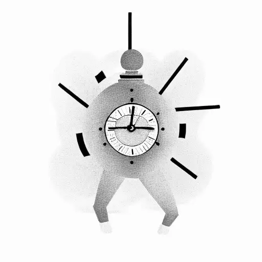 clock with son and dad fist bump tattoo design idea