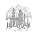 mount Rainier, WA state, evergreen trees, bigfoot tattoo design idea