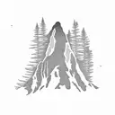 mount Rainier, WA state, evergreen trees, bigfoot tattoo design idea