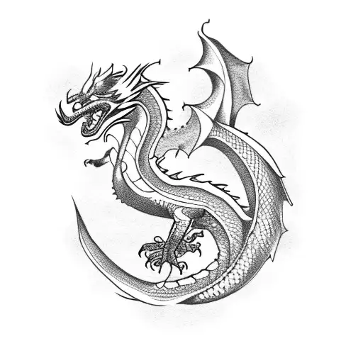Dragon smoking tattoo design idea