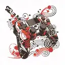 Game controller surrounded my music notes tattoo design idea