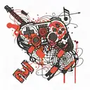 Game controller surrounded my music notes tattoo design idea