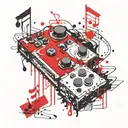 Game controller surrounded my music notes tattoo design idea