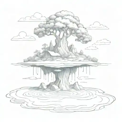 Floating island  tattoo design idea