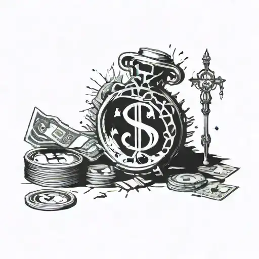 Money breaks the body and breaks the heart, like a beautiful story tattoo design idea