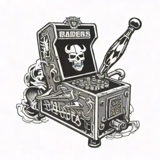 raiders logo spurs logo black flag logo arcade machine pinball machine tattoo design idea