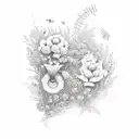 A trail of flowers leading to a mysterious book tattoo design idea