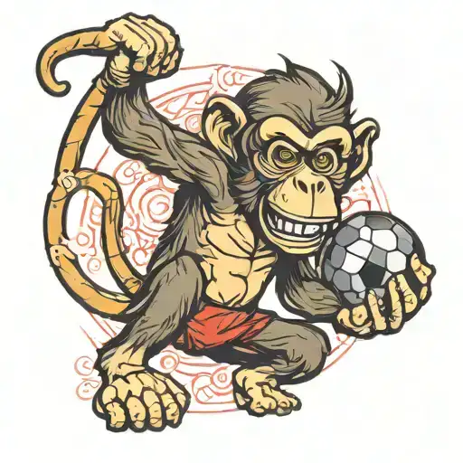 monkey fucking a football  tattoo design idea