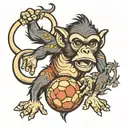 monkey fucking a football  tattoo design idea