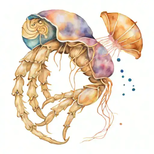 jellyfish drifting night moon constellation hermit crab  tattoo design idea