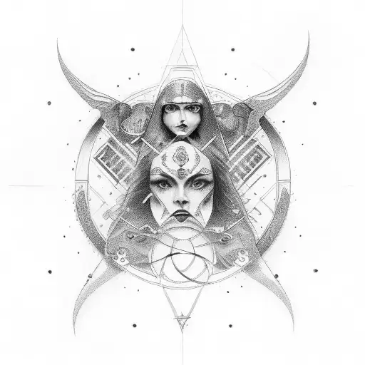 hecate line simbol tattoo design idea