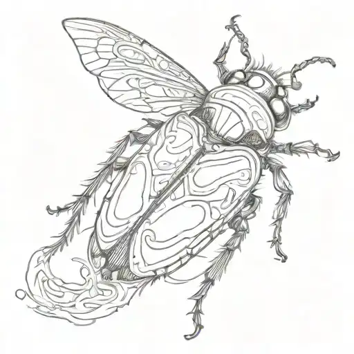 Witchy beetle resting tattoo design idea