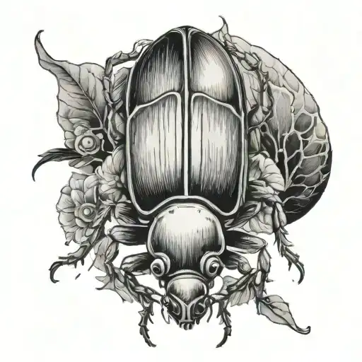 witchy beetle resting tattoo design idea