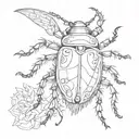 Witchy beetle resting tattoo design idea
