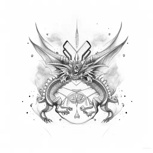 Gemini,dragon, butterfly tattoo design idea