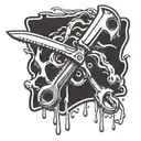 A stylized chef's knife and fork crossed over a dripping pipe wrench, symbolizing the client's passion for cooking and occupation as a plumber tattoo design idea