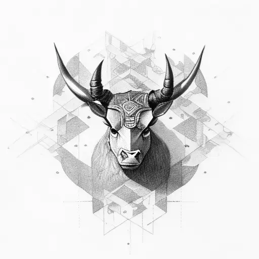 minotaur with number 4 tattoo design idea