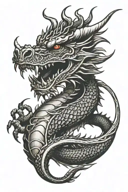 demonic black Dragon tattoo design idea