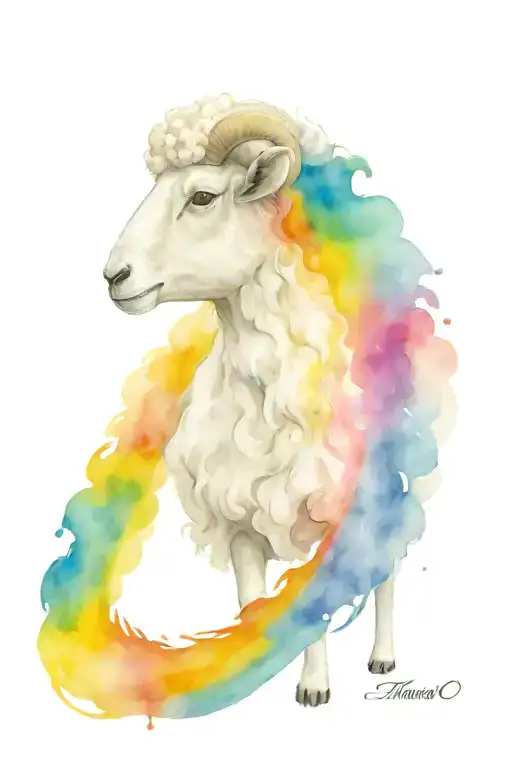 proud sheep rainbow colors and another grayscale craying tattoo design idea