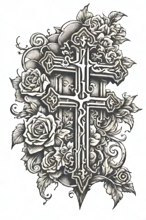 three cross design  surrounded by the number 10 in it  tattoo design idea