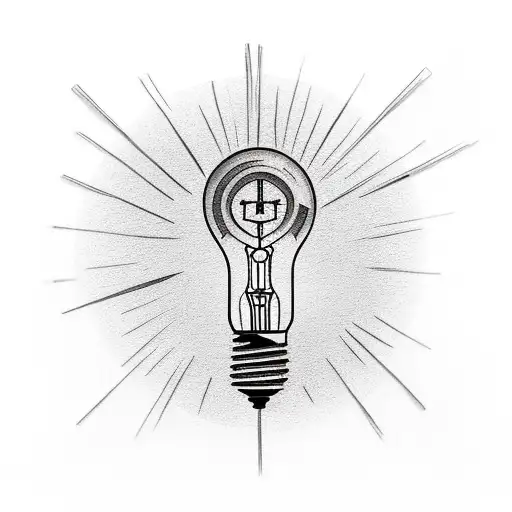 light bulb with country scene tattoo design idea